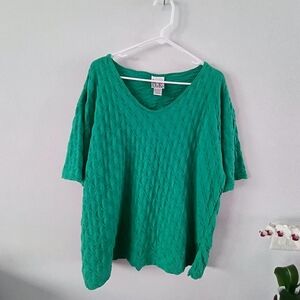 Jacque & Koko Green Textured Short Sleeve Top Plus Size 18 20 Oversized Relaxed